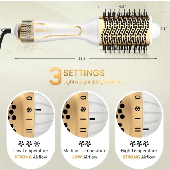 Dual Voltage Hair Dryer Brush, PRITECH Hot Air Brush, Ionic 1000W Blow Dryer - Picture 3 of 7